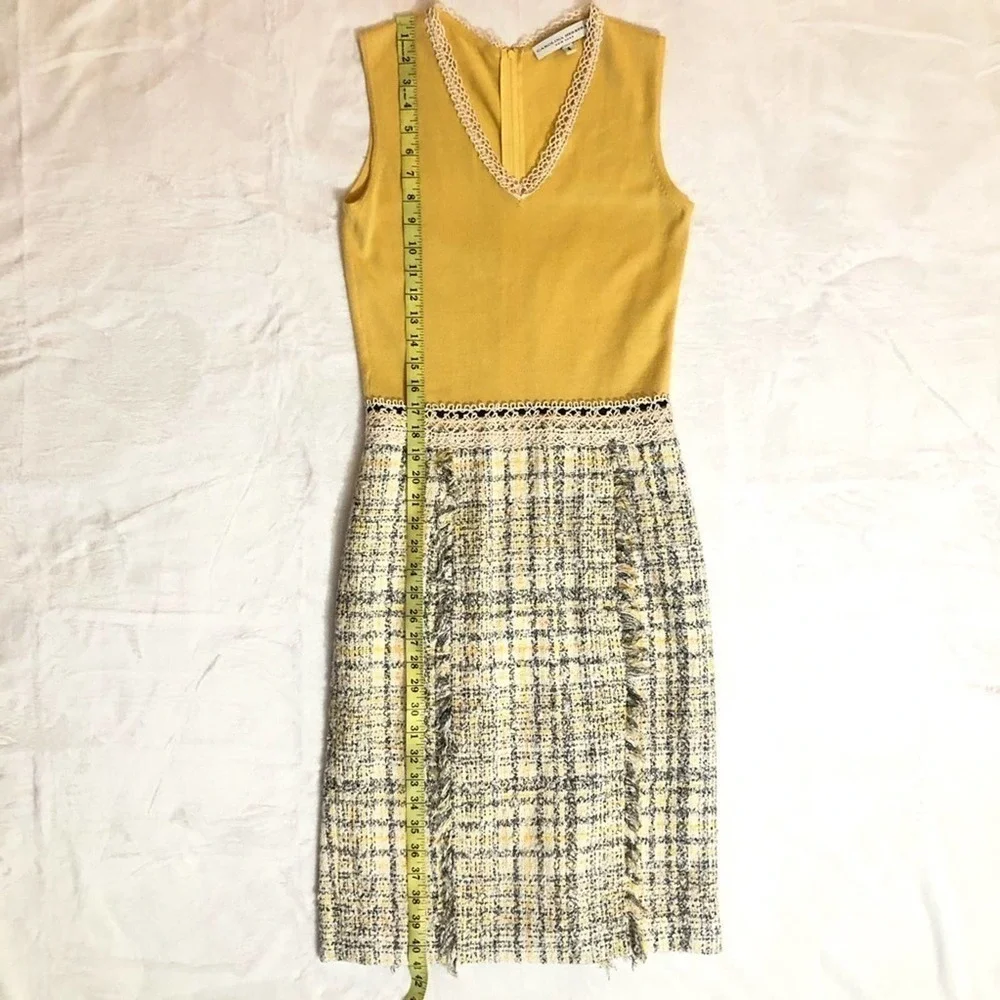 Carolina Herrera Yellow Grey tweed skirt dress 4
